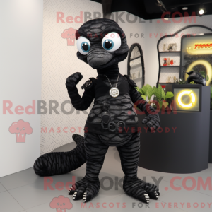 Sort Snake maskot kostume...