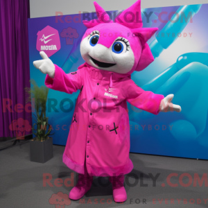 Magenta tun maskot kostume...