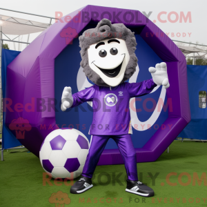 Lila Fußballtor Maskottchen...