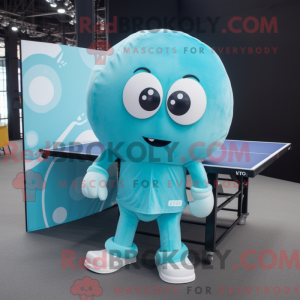 Cyan Ping Pong Table mascot...