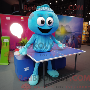 Cyan Ping Pong Table mascot...
