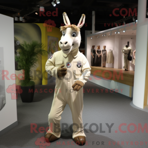 Cream Donkey mascot costume...
