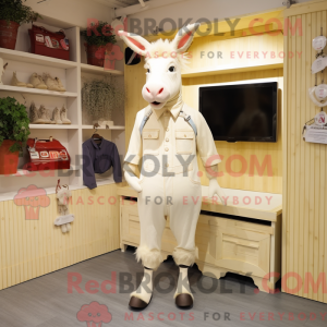 Cream Donkey mascot costume...