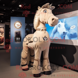 Beige Horse mascot costume...