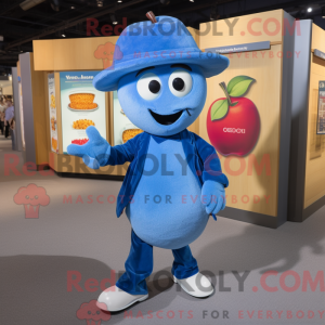 Blue Apple mascot costume...