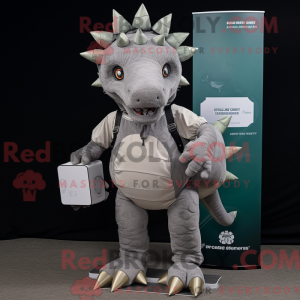 Gray Stegosaurus mascot...