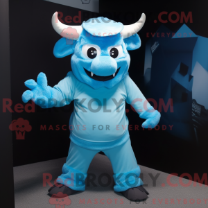 Himmelblå Minotaur maskot...