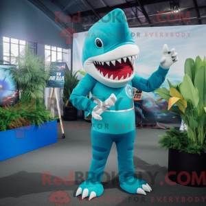 Cyan Megalodon Maskottchen...