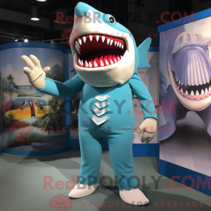 Cyan Megalodon maskot...