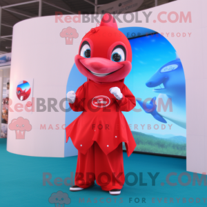 Red Dolphin mascot costume...