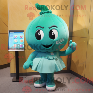 Teal Turnip mascot costume...