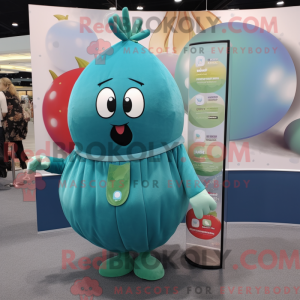 Teal Turnip mascot costume...