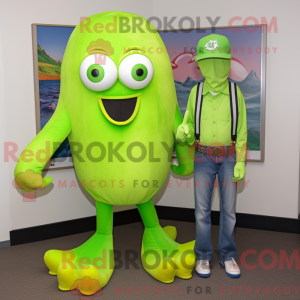 Limegrøn blæksprutte maskot...