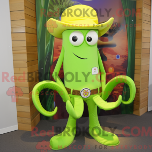 Lime Green Squid mascot...