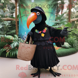 Sort Toucan maskot kostume...