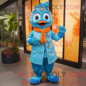 Cyan mandarynka maskot...