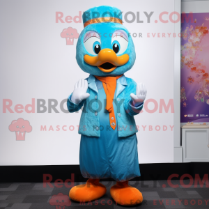 Cyan mandarin maskot drakt...