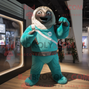 Teal Giant Sloth mascot...