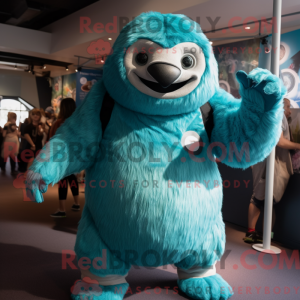 Teal Giant Sloth mascot...