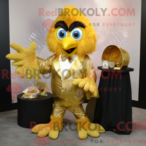 Gold Harpy maskot kostume...