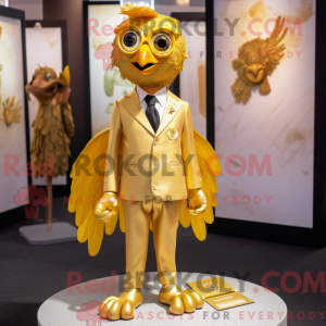 Gold Harpy mascot costume...