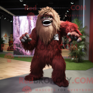 Maroon Sasquatch mascot...