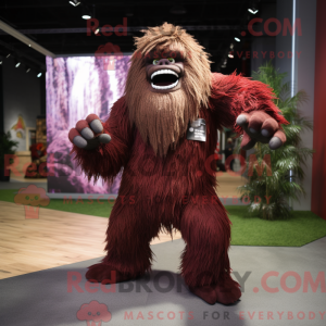 Maroon Sasquatch maskot...