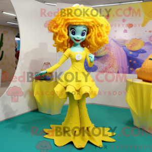 Yellow Mermaid mascot...