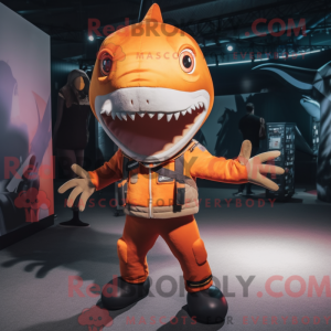 Orange Shark Maskottchen...