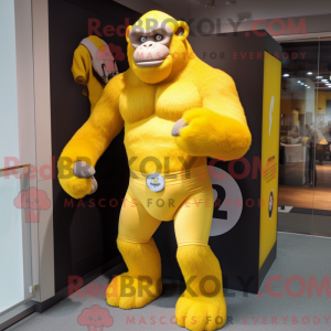Gul Gorilla maskot kostume...