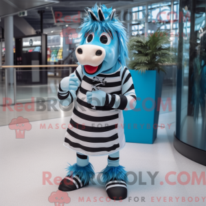 Blå Zebra maskot kostume...