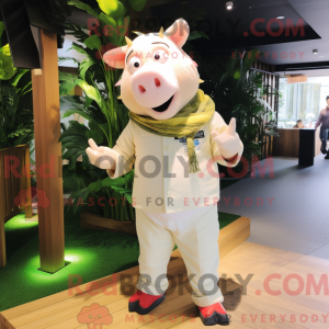 Cream Pig maskot kostume...