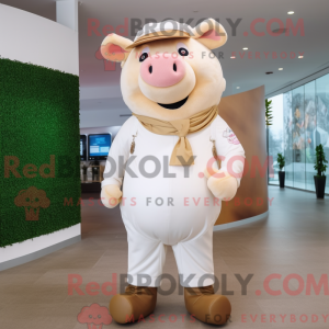 Cream Pig maskot kostume...