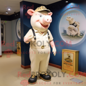 Cream Pig mascot costume...