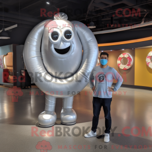 Silver Donut mascot costume...