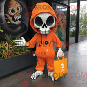 Orange Skull mascot costume...