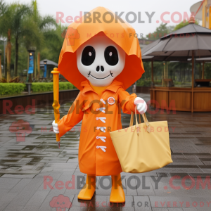 Orange Skull mascot costume...