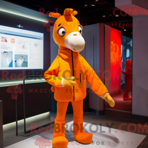 Mascotte de girafe orange...