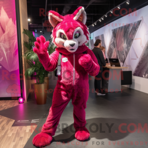 Magenta Lynx mascot costume...