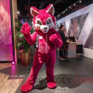 Magenta Lynx maskot kostume...