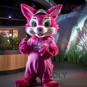 Magenta Lynx mascot costume...