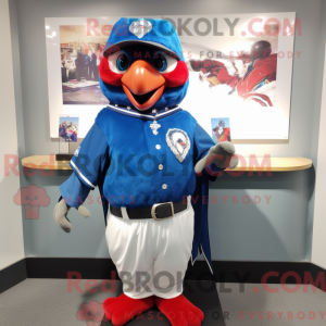 Red Blue Jay maskot kostume...