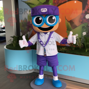 Lavender Bracelet mascot costume character dressed with a Button-Up Shirt and Headbands