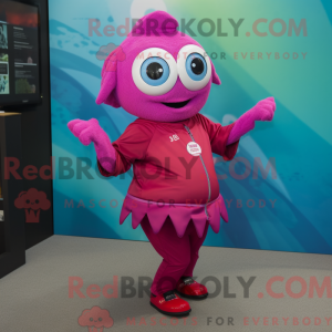 Magenta Cod mascot costume...