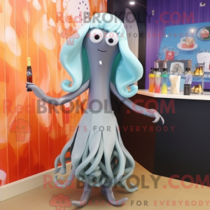 Gray Squid mascot costume...