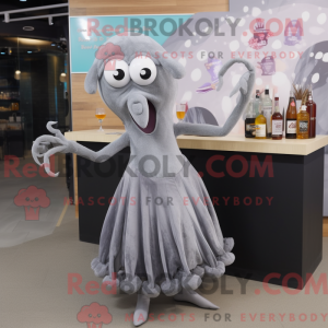Gray Squid mascot costume...