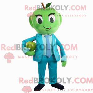 Cyan Apple mascot costume...