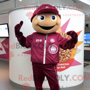 Maroon Pizza mascot costume...