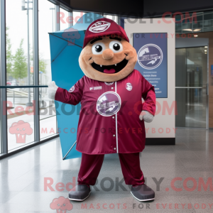 Maroon Pizza mascot costume...