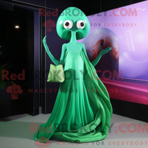 Green Squid mascot costume...